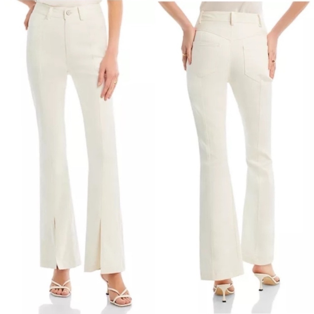 Cinq a’ Sept Shanis Ivory Flare Jeans. Front Hem Slit. Orig 325.00 Women’s Sz-8
